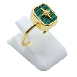 Anello Con Malachite Rettangolo + Charm