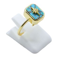 Anello Con Turchese Rettangolo + Charm