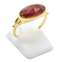 Anello Con con Granato Ellisse in Argento Sterling 925