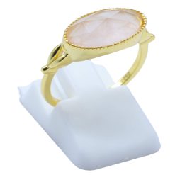 Anello Con Quarzo Rosa Ellisse in Argento Sterling 925