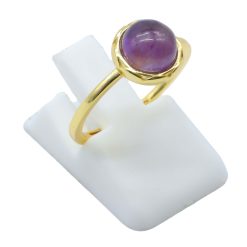 ANE129 - Anello Con Ametista Rotondo in Argento Sterling 925