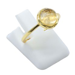 Anello Con Citrino Rotondo in Argento Sterling 925