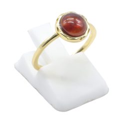 ANE134 - Anello Con Granato Rotondo in Argento Sterling 925