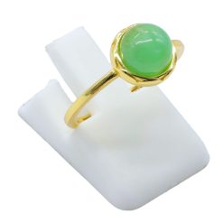 Anello Con Giada Verde Rotondo in Argento Sterling 925