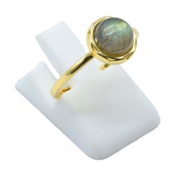 ANE136 - Anello Con Labradorite Rotondo in Argento Sterling 925