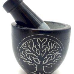 Mortaio di saponite nera 8 cm - Albero della vita