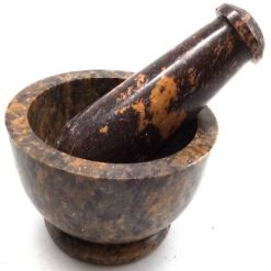 Mortaio e pestello Pietra saponite leopardo 9 cm