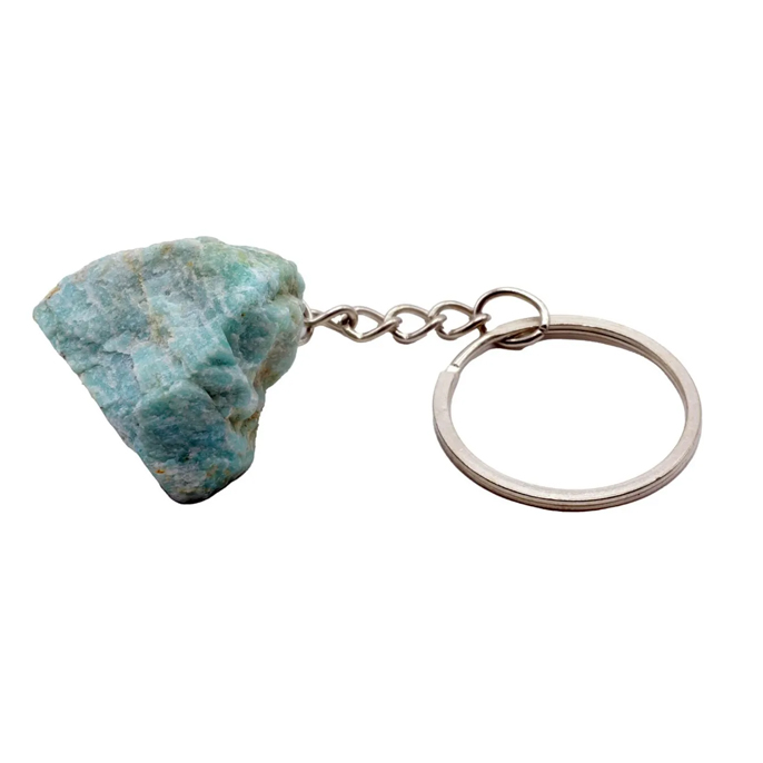 Portachiavi con amazzonite grezza 3 cm