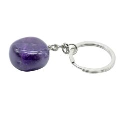 Portachiavi con ametista burattata 3 cm