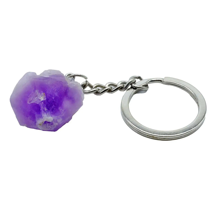 Portachiavi con ametista grezza 3 cm