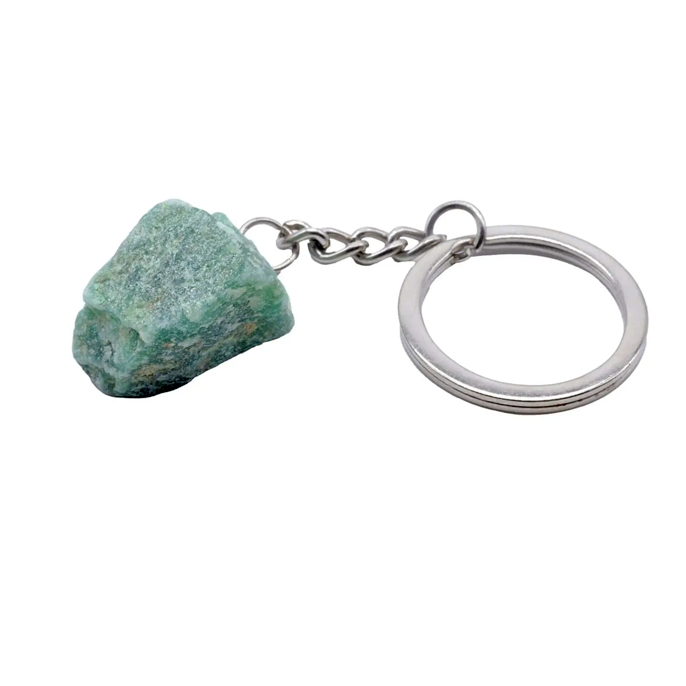 Portachiavi con avventurina verde grezza 3 cm