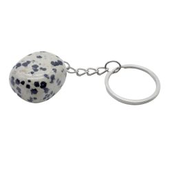 Portachiavi con diaspro dalmata burattato di 3 cm