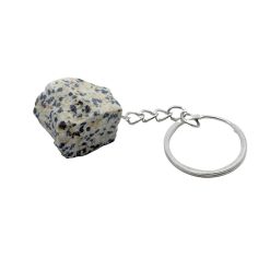 Portachiavi con diaspro dalmata grezzo 3 cm