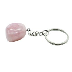Portachiavi in quarzo rosa burattato 3 cm