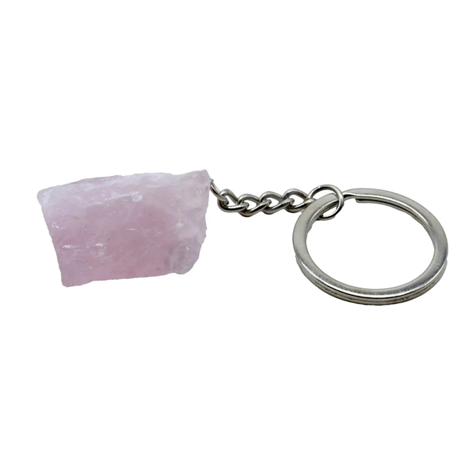 Portachiavi in quarzo rosa grezzo 3 cm
