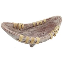 Bruciatore A Barca A “Wash” In Terracotta In Rattan Cm.19x7-Bianco