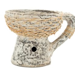 Bruciatore “Wash” Con Manico In Terracotta E Rattan D.Cm.9 X H.Cm.8-Bianco