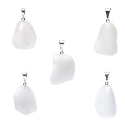 Ciondolo in quarzo latteo forato