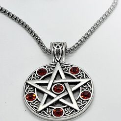 Collana con Pentagramma e Pietre Rosse