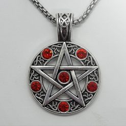 Collana con Pentagramma e Pietre Rosse