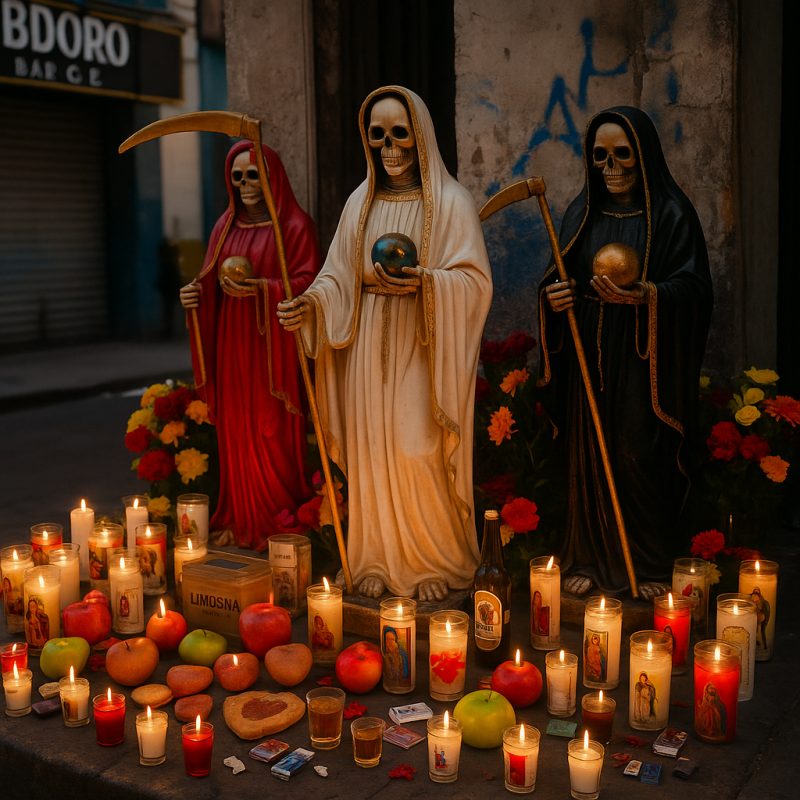 Altare e statue alla Santa Muerte